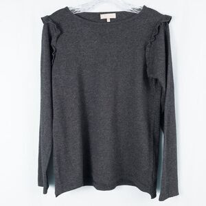 Benedetta B Merino Wool Cashmere Blend Ruffle‎ Sweater Womens Medium Gray Chic